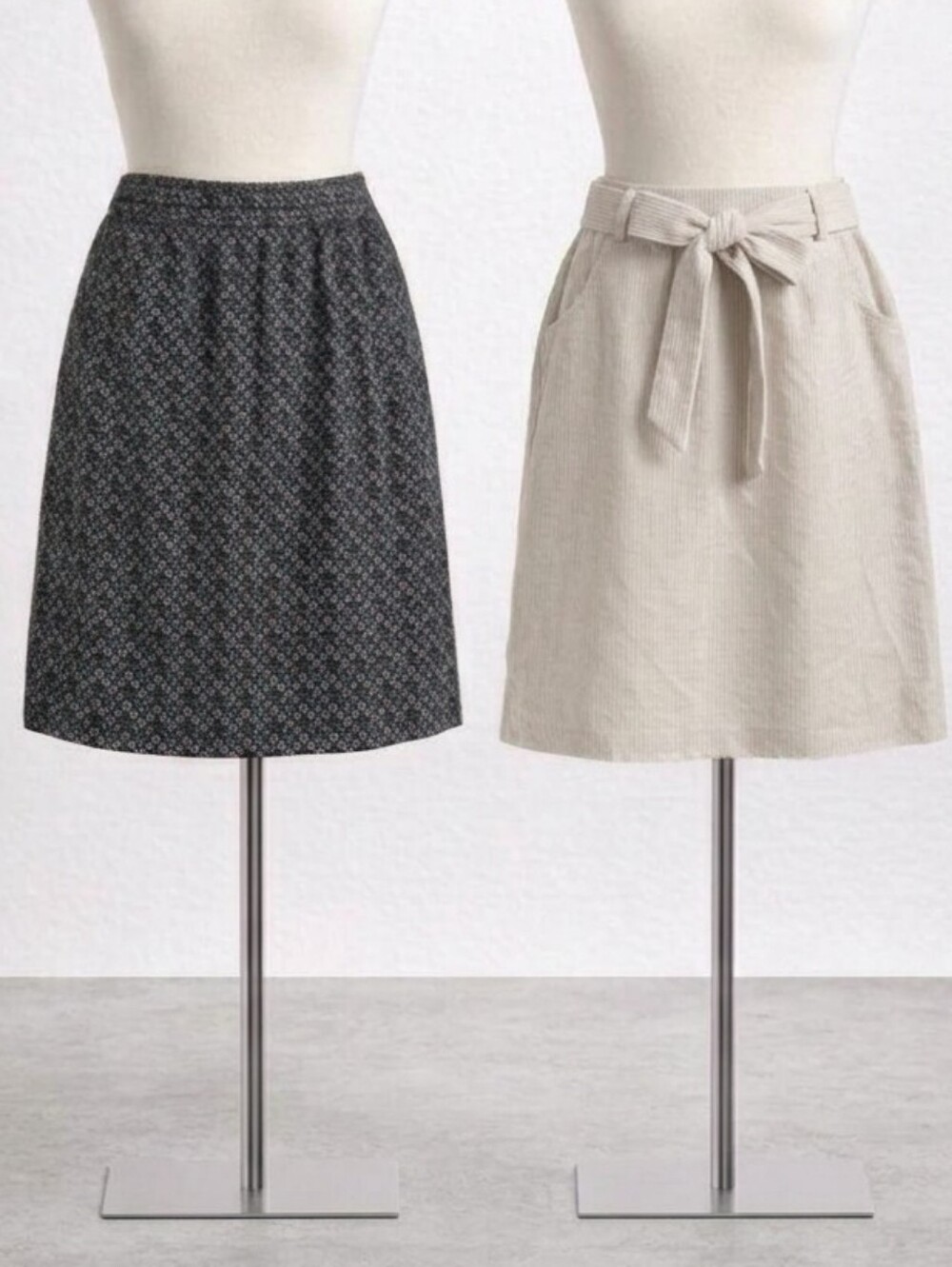 Merona Linen Blend Striped Tie Waist Skirt & Pleated Dot Skirt Bundle Size 10